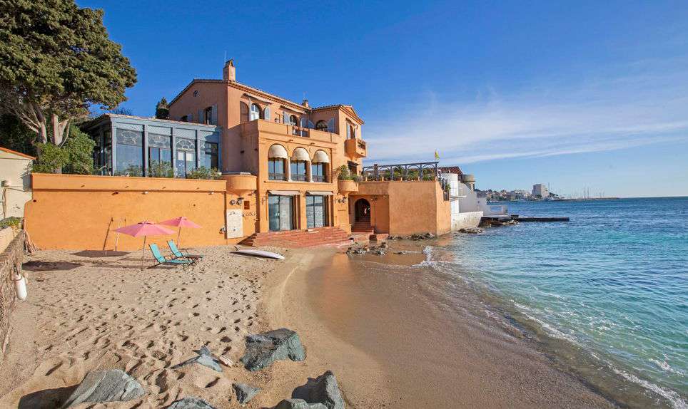 Superb 10 bedroom sea front villa with its own private beach, located in an