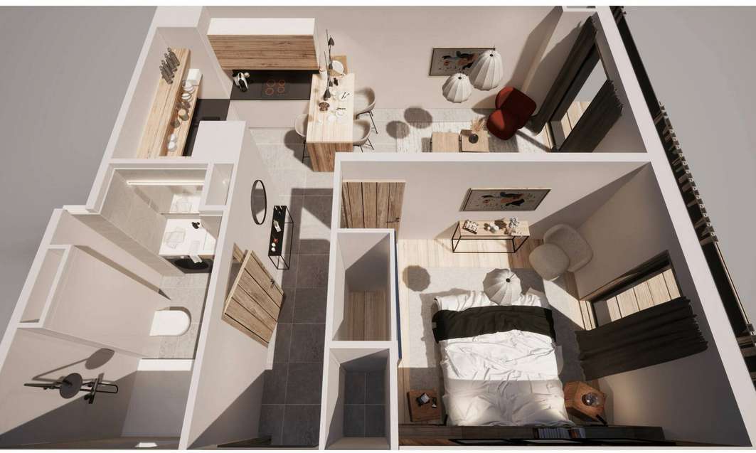 Stylish and bright new one bedroom ground floor apartment with garage, enjo