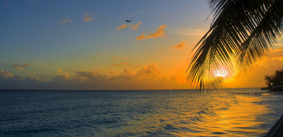 sunset on Barbados beach next to our luxury Barbados property.