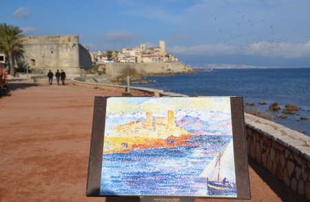 A landscape painting of the Henri-Edmond Cross in Antibes