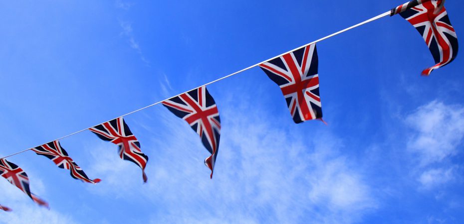 British flags put up for Brexit.