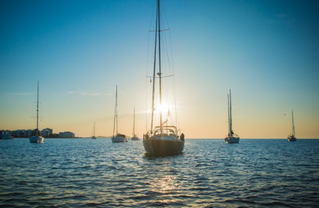 Boats near Ibiza property for sale.