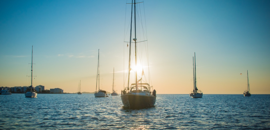 Boats near Ibiza property for sale.