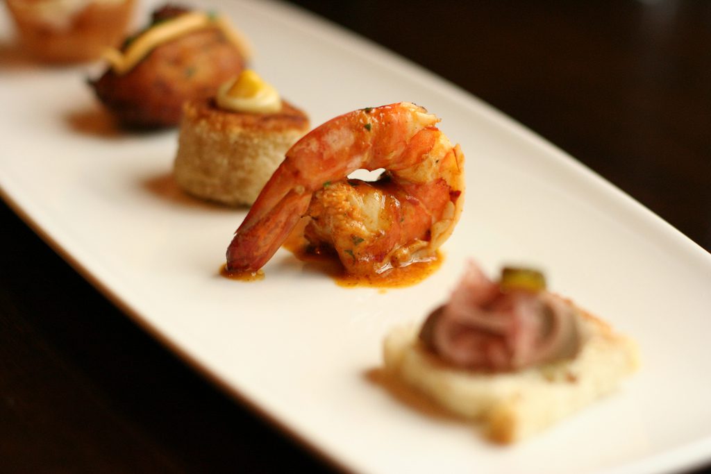 Portuguese canapes at restaurant.