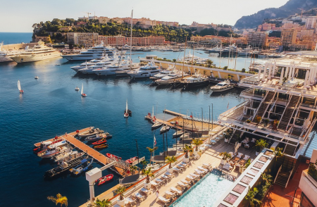 The bay of Monaco, in the French Riviera.